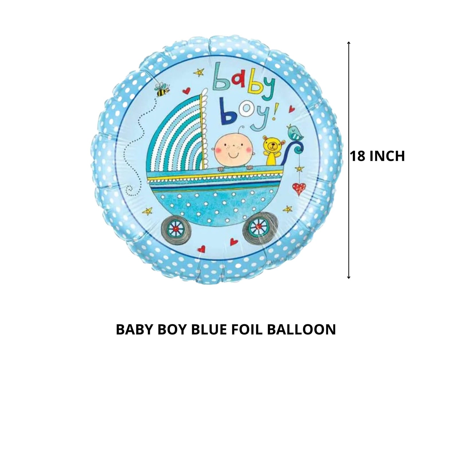 Party Decor Mall – Printed Round Shape Baby Boy Blue Foil Balloon