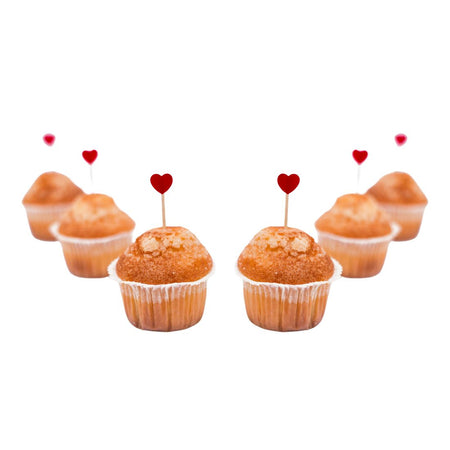 Cupcake Toppers for Valentines Day in Heart Shape - (2.5Inche/250 GSM Cardstock/Red/14Pcs)