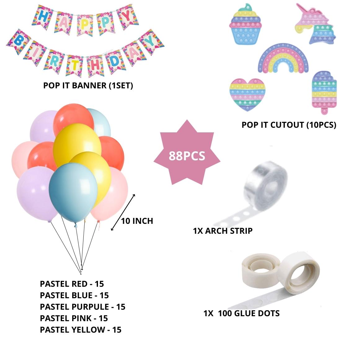 Pop It Birthday Decoration Kit(88 Pcs)
