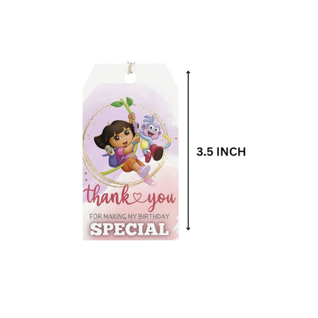 Dora Theme Birthday Favour Tags (2 x 3.5 inches/250 GSM Cardstock/Mixcolour/30Pcs)