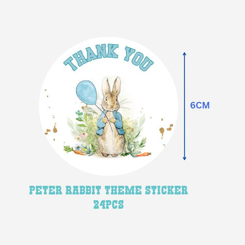Load image into Gallery viewer, Peter Rabbit Theme- Return Gift/birthday decor Thankyou Sticker (6 CM/Sticker/Multicolour/24Pcs)
