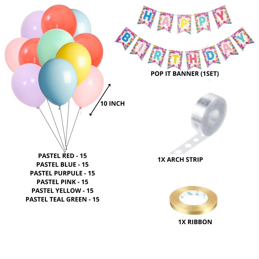 Pop It Theme Birthday Balloon Decoration DIY Kit (93 Pcs)