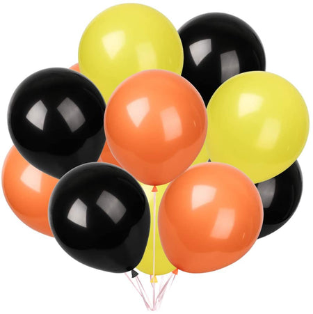 Yellow/Orange/Black Balloons for Construction Theme - 100 Pcs