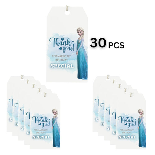 Load image into Gallery viewer, Frozen Elsa Theme Birthday Favour Tags (2 x 3.5 inches/250 GSM Cardstock/Mixcolour/30Pcs)

