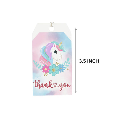 Unicorn Theme Model 4 Birthday Favour Tags (2 x 3.5 inches/250 GSM Cardstock/Multicolour/30Pcs)