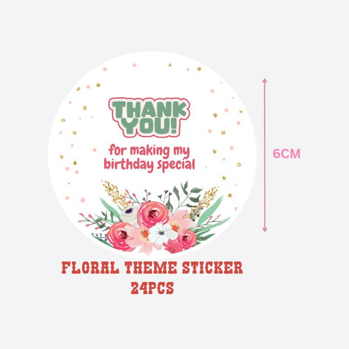 Load image into Gallery viewer, Floral Theme Model 4- Return Gift/birthday decor Thankyou Sticker (6 CM/Sticker/Mixcolour/24Pcs)
