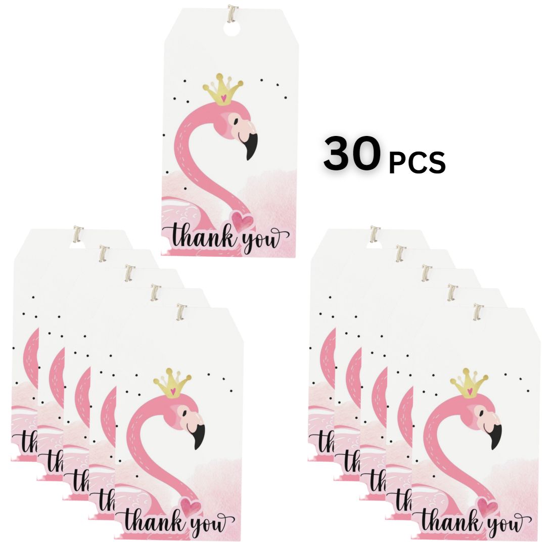 Flamingo Theme Model 2 Birthday Favour Tags (2 x 3.5 inches/250 GSM Cardstock/Mixcolour/30Pcs)