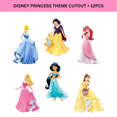 Disney Princess Theme Cutout (6 inches/250 GSM Cardstock/Mixcolour/12Pcs)