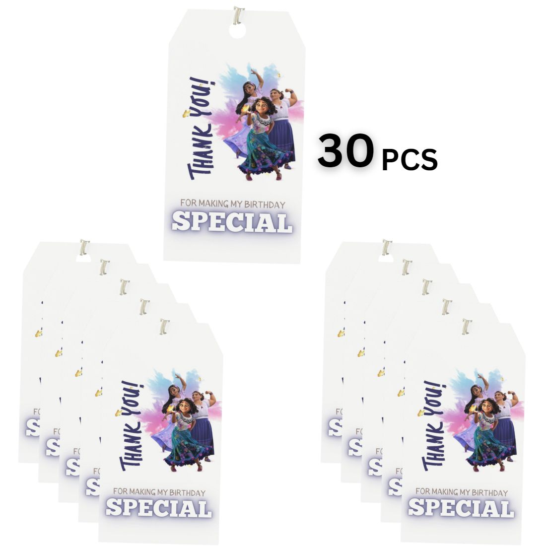 Encanto Theme Birthday Favour Tags (2 x 3.5 inches/250 GSM Cardstock/Mixcolour/30Pcs)