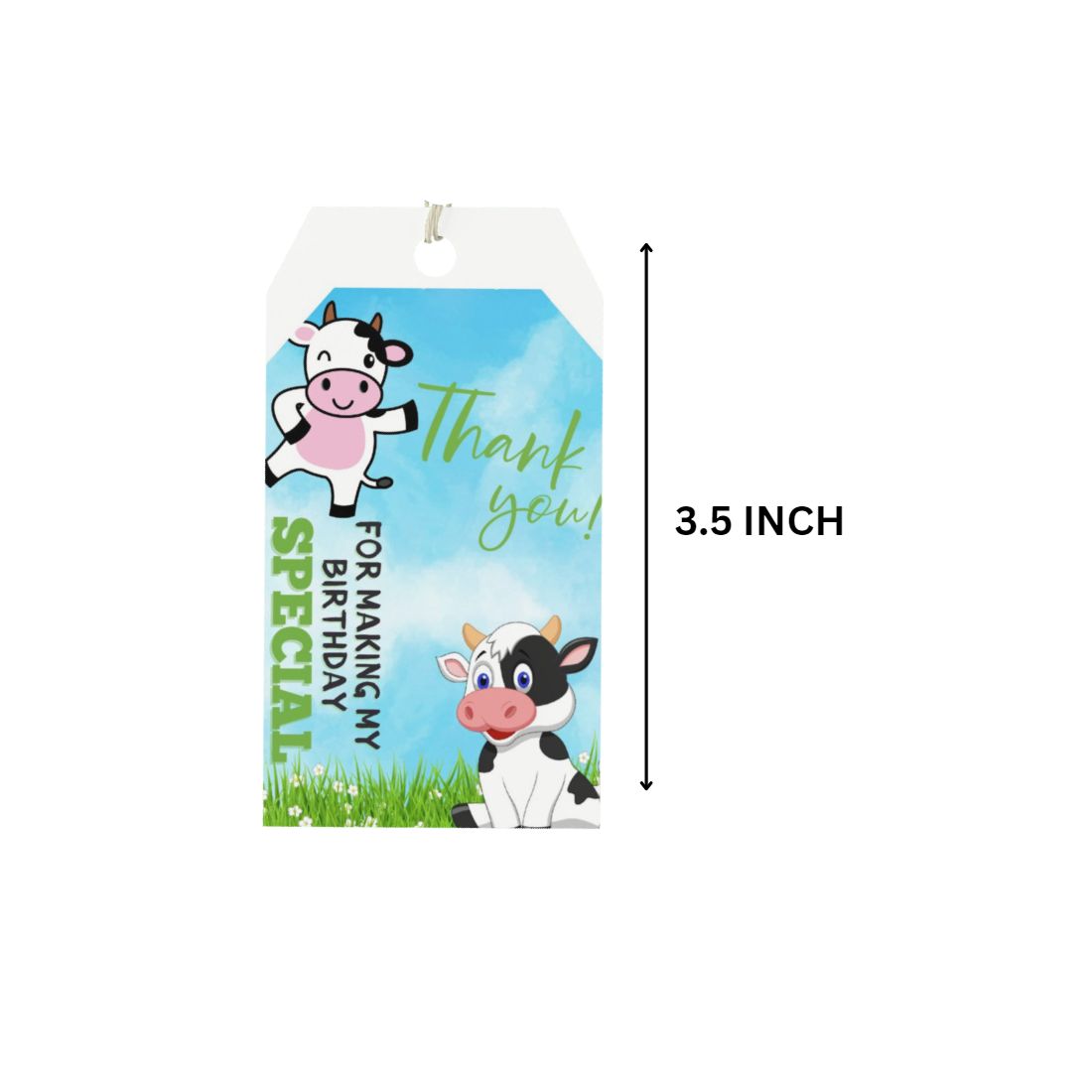 Cow Theme Birthday Favour Tags (2 x 3.5 inches/250 GSM Cardstock/Mixcolour/30Pcs)