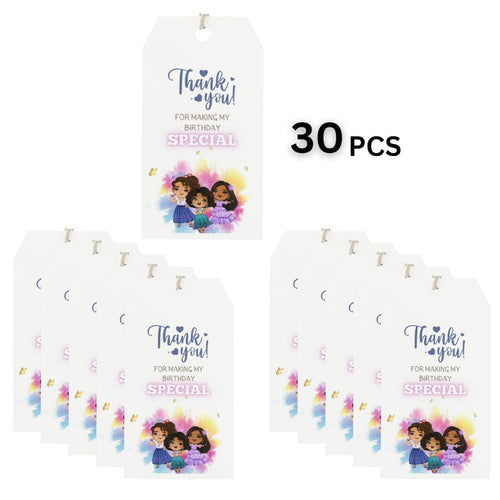 Load image into Gallery viewer, Dolls Theme Birthday Favour Tags (2 x 3.5 inches/250 GSM Cardstock/Mixcolour/30Pcs)
