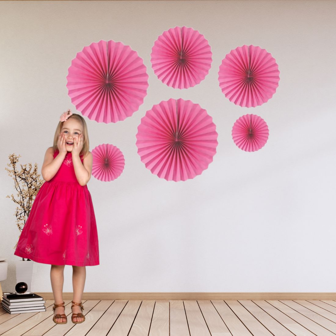 Pink Paper Fan Decoration for Birthday Decoration, Birthday Party, Wall Decoration, Hanging Decoration