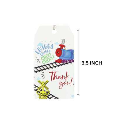 Train Theme Model 2 Birthday Favour Tags (2 x 3.5 inches/250 GSM Cardstock/Multicolour/30Pcs)