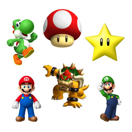 Mario Brother Theme Cutout (6 inches/250 GSM Cardstock/Mixcolour/12Pcs)