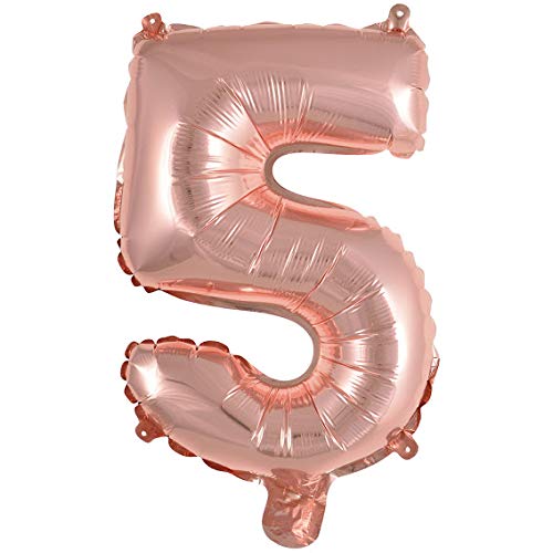 Load image into Gallery viewer, 32 Inches Number Foil Balloon, Rose Gold Color, Number 5

