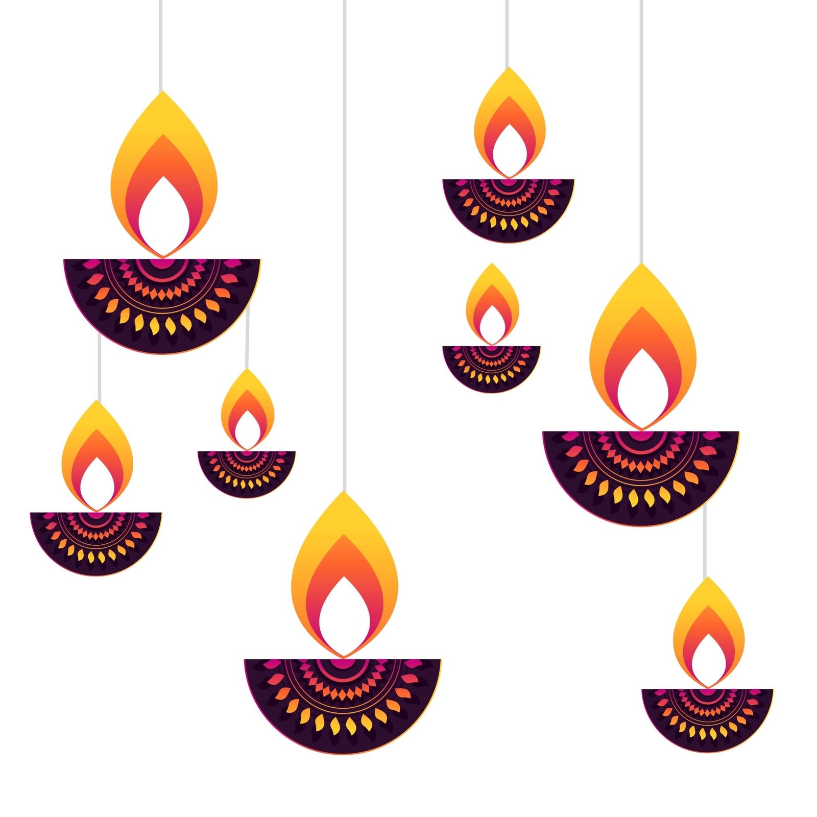 Diwali Theme Cutout (16 Pcs) - Material-Cardstock