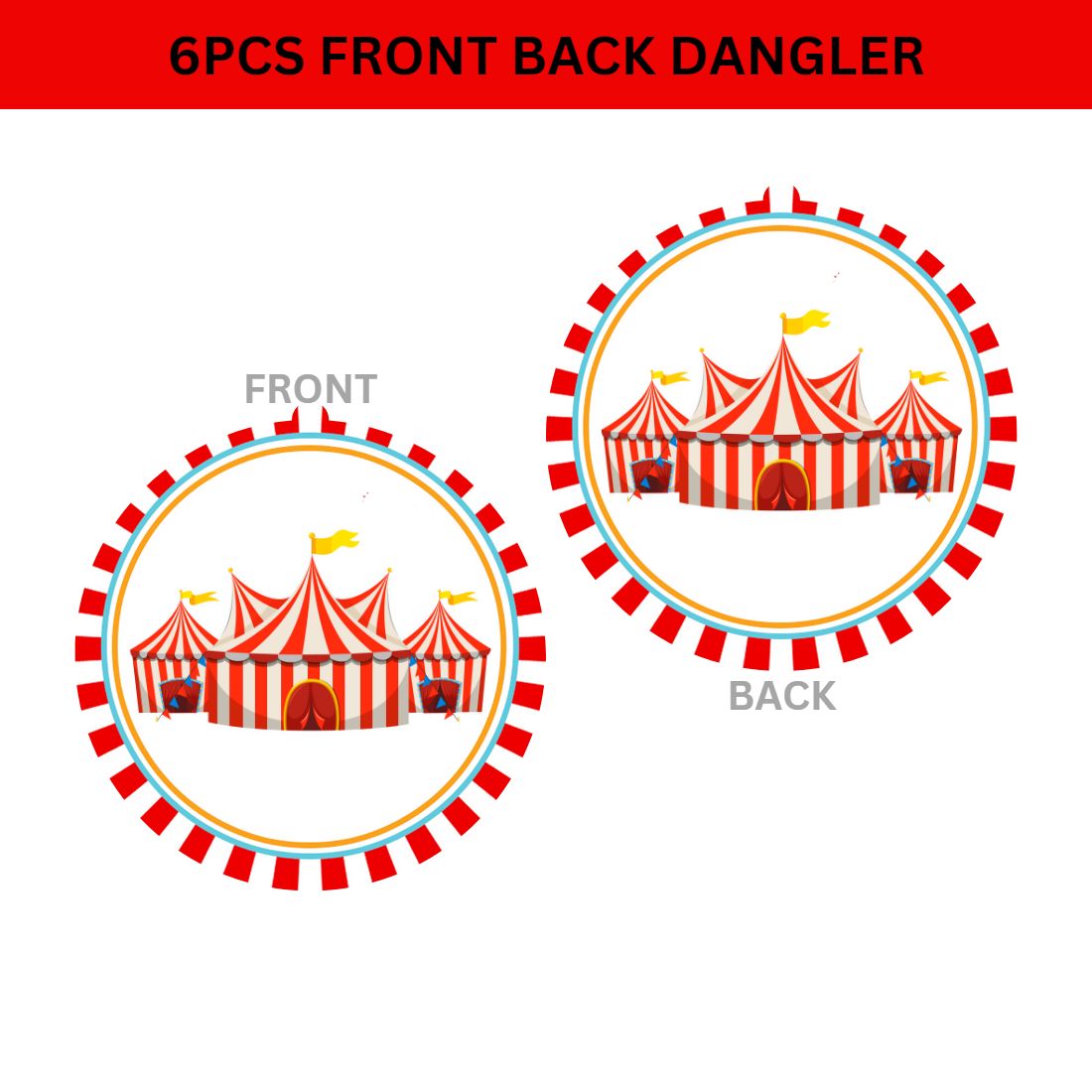 Carnival Dangler/Wall Hanging Birthday Decoration – (6 inches/250 GSM Cardstock/Mixcolour/6Pcs)