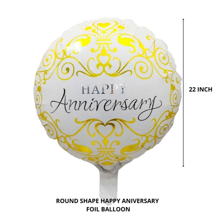 Printed Round Shape Happy Anniversary Foil Balloon