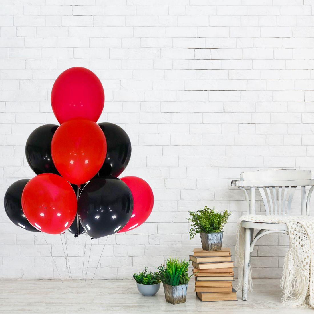 Red Black Cars Theme Latex Balloons - Set of 100