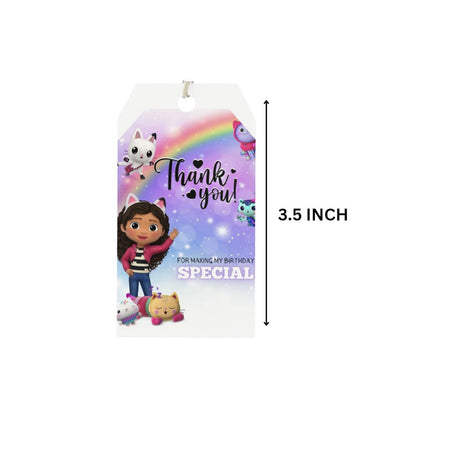 Gabbys Dollhouse Theme Birthday Favour Tags (2 x 3.5 inches/250 GSM Cardstock/Mixcolour/30Pcs)