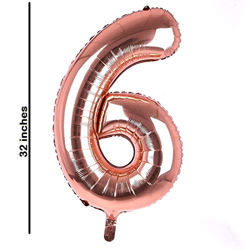 32 Inches Number Foil Balloon, Rose Gold Color, Number 6