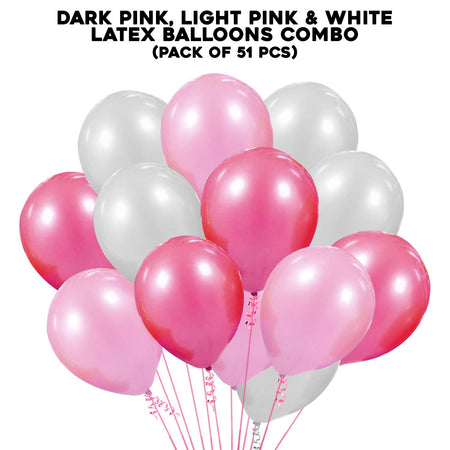 Pink White Metallic Balloons Pack - 50Pcs for Kids Girls Women Birthday, Baby Shower, Princess Decorations