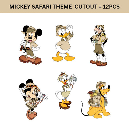 Mickey Safari Theme Cutout (6 inches/250 GSM Cardstock/Mixcolour/12Pcs)