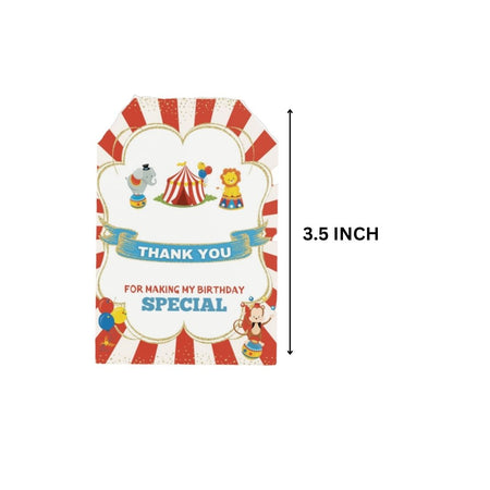 Carnival Theme Birthday Favour Tags (2 x 3.5 inches/250 GSM Cardstock/Multicolour/30Pcs)