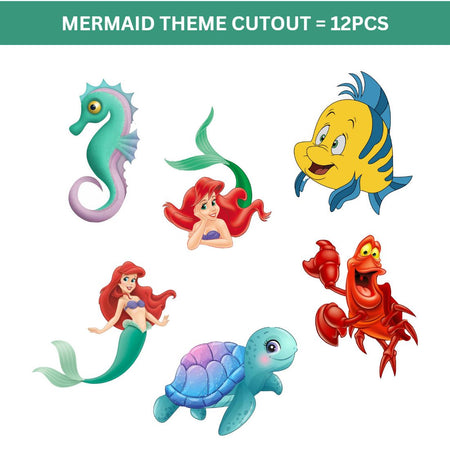 Mermaid Theme Cutout (6 inches/250 GSM Cardstock/Mixcolour/12Pcs)