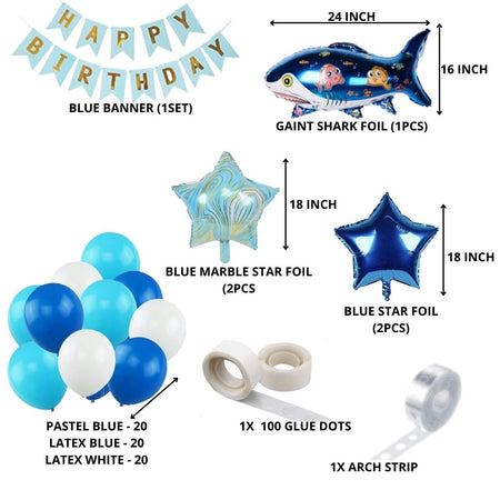 Giant Shark Theme Birthday/Dangler Decoration DIY Kit (68 Pcs)