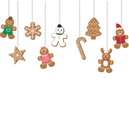 Load image into Gallery viewer, Gingerbread man Christmas Bunting(6 Inches per card / 250 GSM Card Stock / Multicolour / 10 Pieces)
