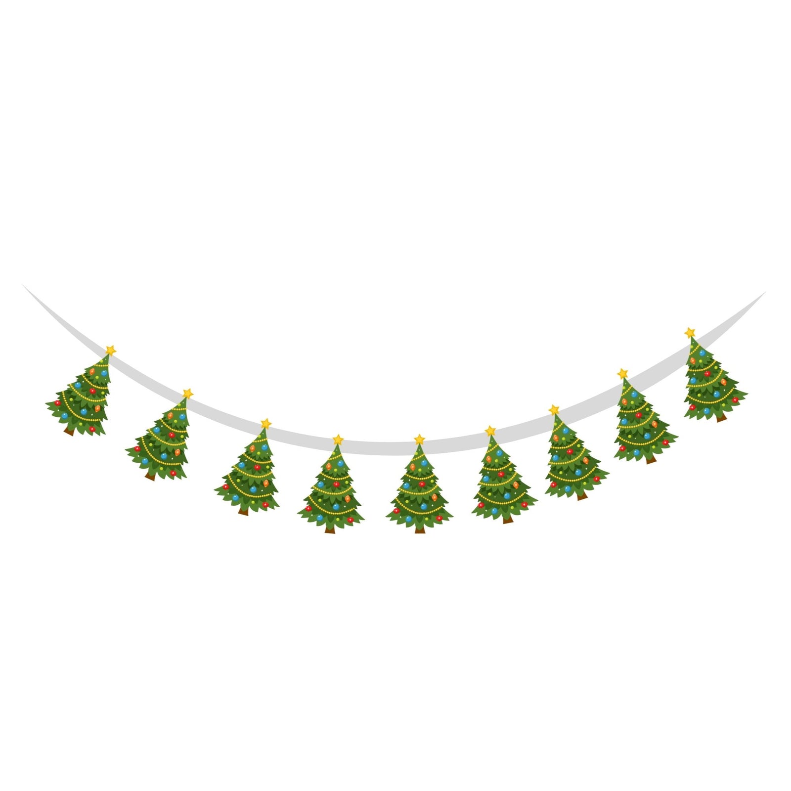 Merry Christmas Tree Banner/Bunting (6 Inches per card/250 GSM Cardstock/Multicolour/10)