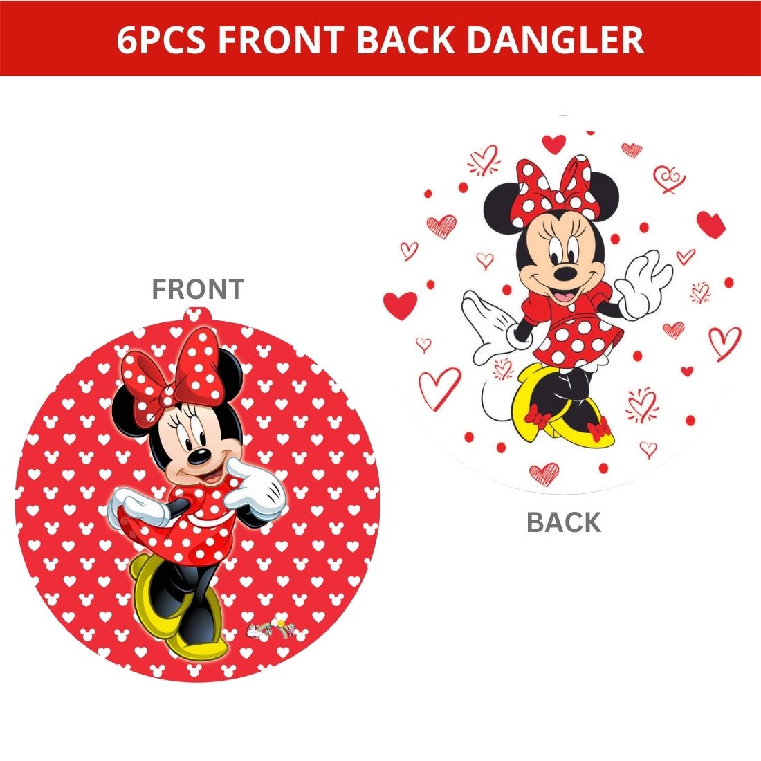 Minnie Mouse Dangler/Wall Hanging Birthday Decoration – (6 Pieces)