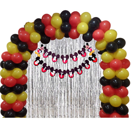 Mickey Mouse Birthday Decoration Kit For Balloon Set for Birthday Decoration - Red, Yellow and Black Balloons for Decoration(50 PCS)