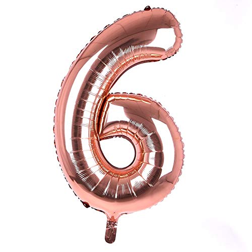 32 Inches Number Foil Balloon, Rose Gold Color, Number 6