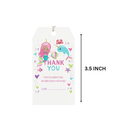 Mermaid Theme Model 2 Birthday Favour Tags (2 x 3.5 inches/250 GSM Cardstock/Multicolour/30Pcs)