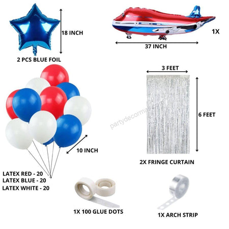 Red Aeroplane Theme Birthday Balloon Decoration DIY Kit (67 Pcs)