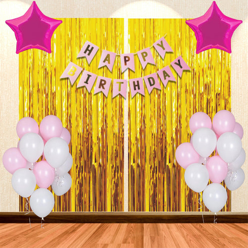 Load image into Gallery viewer, 26PCS Happy Birthday Pink &amp; White Balloon Decor Kit
