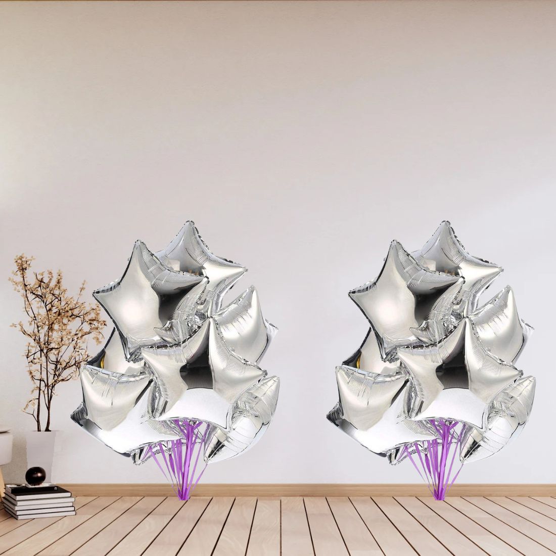 Party Decor Mall Star Silver 10" inch Foil Balloon for Birthday Party, Anniversary &amp; Valentine Party Pack of 10