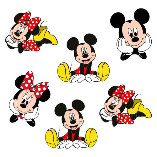 Load image into Gallery viewer, Mickey Minnie Theme Cutout (6 inches/250 GSM Cardstock/Mixcolour/12Pcs)
