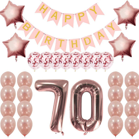 Rose Gold 70Th Birthday Decorations Party Supplies Gifts For Women - Create Unique Events With Happy Birthday Banner, 70 Number And Confetti Balloons