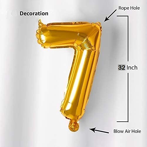 32 Inches Number Foil Balloon, Gold Color, Number 7