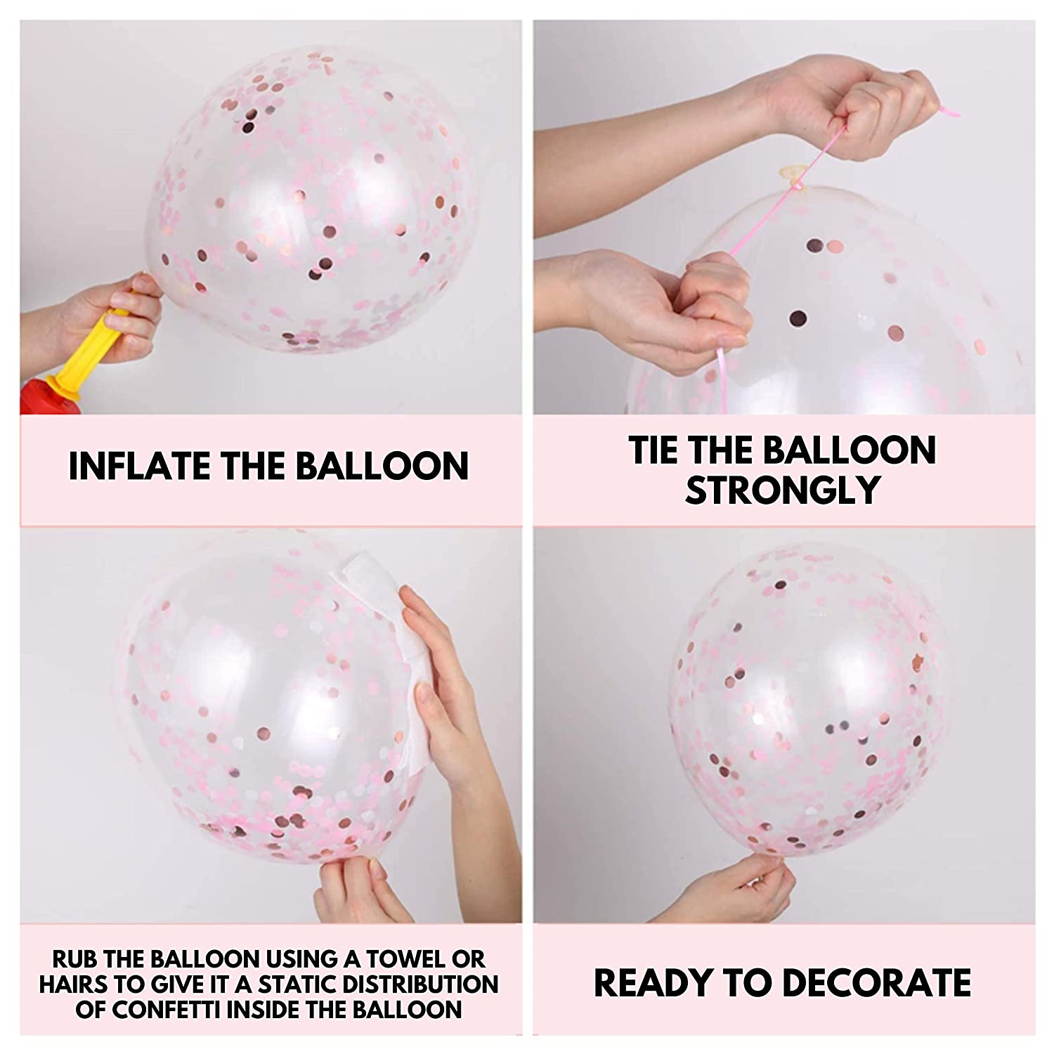 Pink Latex Balloon, Gold Metallic Balloon, RoseGold Confetti Balloon, RoseGold Love Foil & Pink Tissue Tassel(76 Pieces)