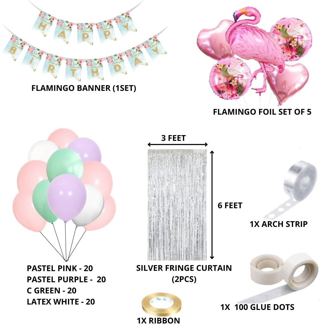 Flamingo Birthday Decoration Kit(90 Pcs)