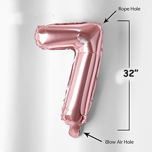 Load image into Gallery viewer, 32 Inches Number Foil Balloon, Rose Gold Color, Number 7

