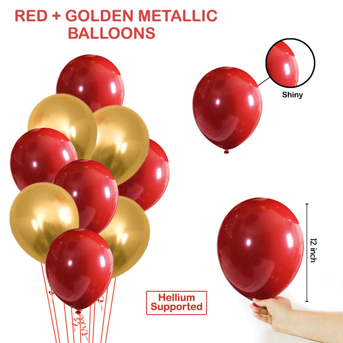 Red Golden Birthday Anniversary Balloon Decoration Items With Led Ligh ...