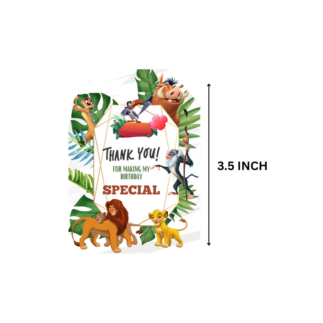 Lion King Theme Birthday Favour Tags (2 x 3.5 inches/250 GSM Cardstock/Mixcolour/30Pcs)