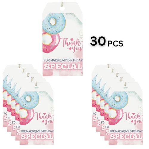 Load image into Gallery viewer, Doughnut Theme Model 2 Birthday Favour Tags (2 x 3.5 inches/250 GSM Cardstock/Mixcolour/30Pcs)

