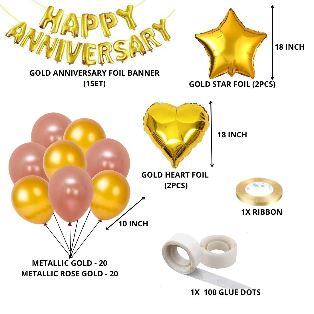 Happy Anniversary Decoration(Gold/RoseGold) - (69 Pcs)
