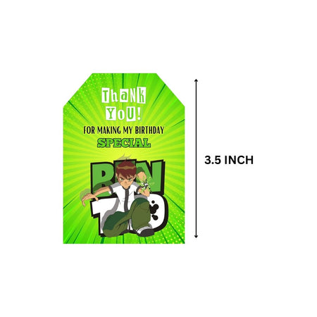 Ben10 Theme Birthday Favour Tags (2 x 3.5 inches/250 GSM Cardstock/Mixcolour/30Pcs)